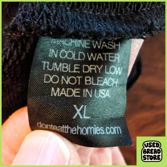 Rare Don't Eat the Homies Sweatshirt Vegan Streetwear XL Black Embroidered Logo - Picture 6 of 6